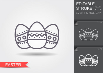 easter eggs line icon with editable stroke vector