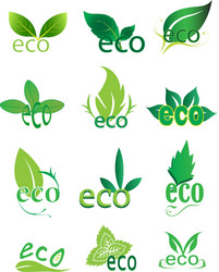 Green Leaf Icon Set - Isolated Royalty Free Vector Image