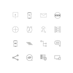 Internet technologies linear thin icons set vector