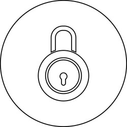 lock padlock icon in circle round outline black vector