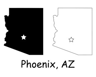 phoenix arizona az state border usa map Vector Image