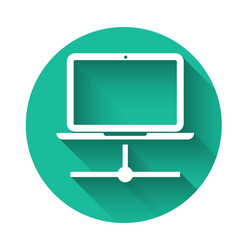 white computer network icon isolated with long vector image