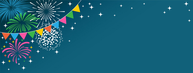Colorful fireworks on blue background Royalty Free Vector
