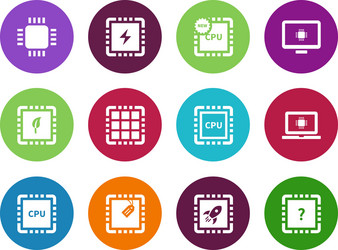 cpu central processor unit circle icons on white vector