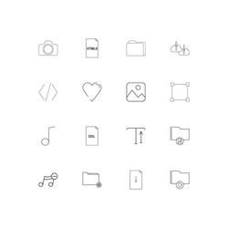 files and folders sign linear thin icons set vector image