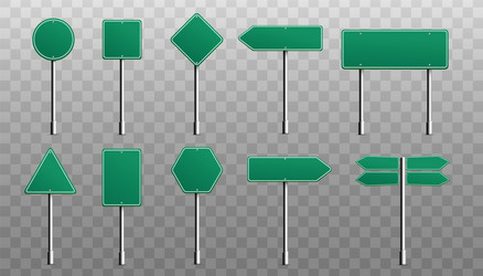 Set green blank road signs and arrows realistic vector