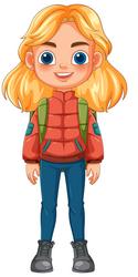 smiling girl wearing a backpack and casual clothes vector image
