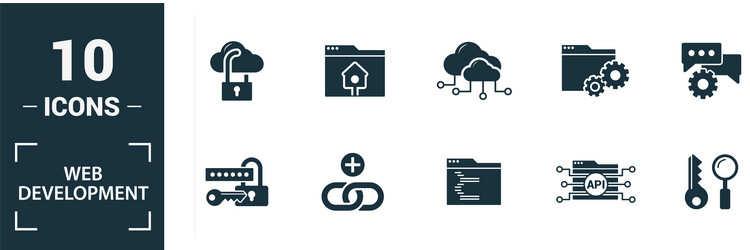 Web development icon set include creative vector