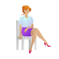 Cute businesswoman sitting on chair female vector