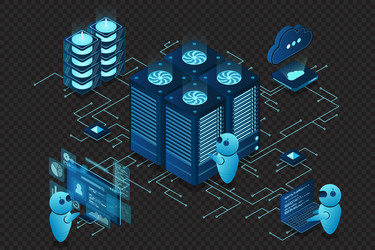 data center and web hosting isometric concept vector image