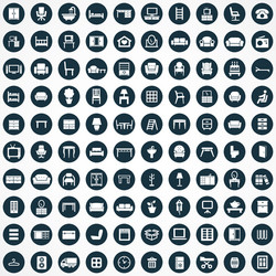 furniture 100 icons universal set for web and ui vector image