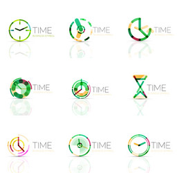 linear time abstract logo set connected vector image