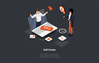 Concept of call center technical support hotline vector