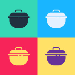 pop art cooking pot icon isolated on color vector