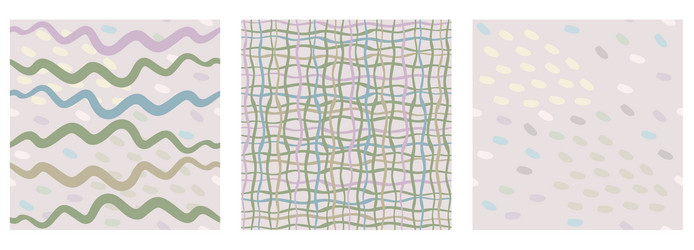 set of three seamless abstract pastel patterns vector image