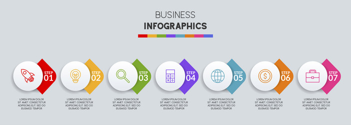 infographics design template and icons with 7 vector image