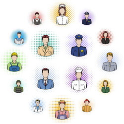 Different professions hats realistic emblems Vector Image