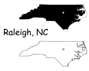 raleigh north carolina nc state border usa map Vector Image
