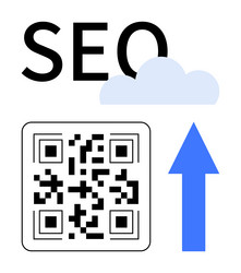 seo concept with qr code cloud and upward arrow vector image