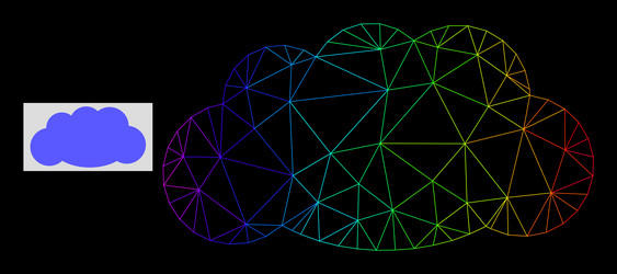 Spectrum gradiented polygonal net cloud icon vector