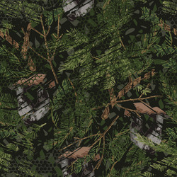 grunge camo pattern with forest nature objects vector image
