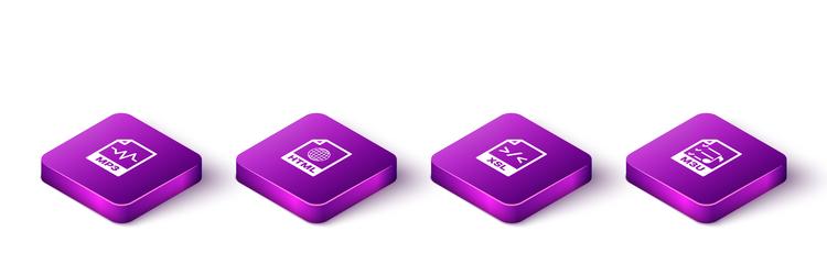 set isometric mp3 file document html xsl and m3u vector image