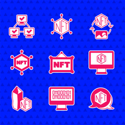 set nft digital crypto art binary code monitor vector image