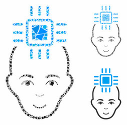 neural computer interface composition icon vector image