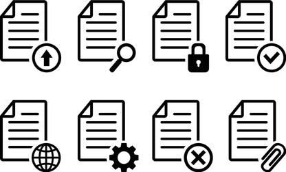 set document icons file signs web buttons vector image