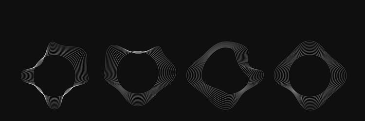 set of round curved frames with dynamic wavy vector image