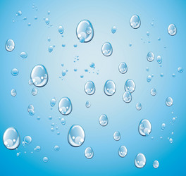 Bubbles in water on blue background horizontal Vector Image