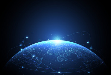 global network connection world map point vector image