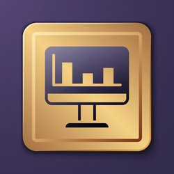 purple computer monitor with graph chart icon vector image