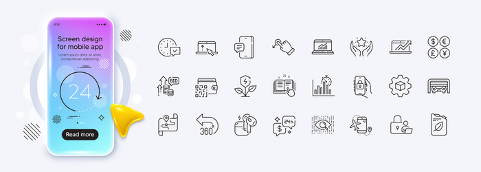 report timer phone message and qr code line icons vector image