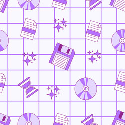 Seamless pattern with old computer elements vector