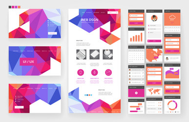 website design template and interface elements vector image