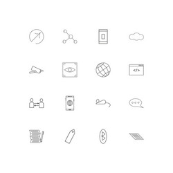 Internet technologies linear thin icons set vector