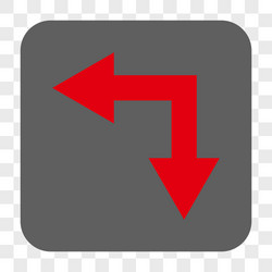 Bifurcation arrow left down rounded square button vector