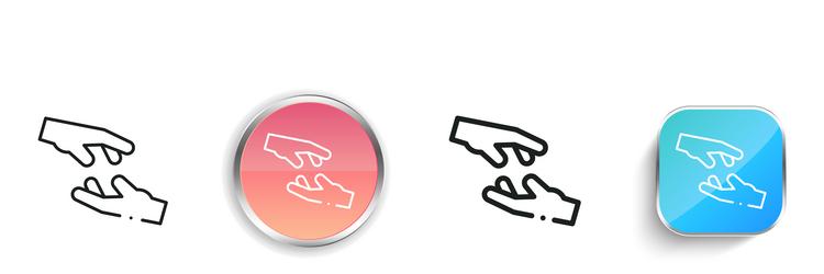 helping hand icon thin linear regular and button vector image