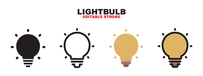 light bulb icon set with different styles vector image