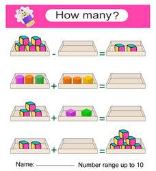 Math game for kids preschool worksheet activity vector