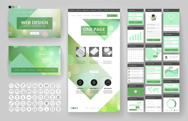 website design template and interface elements vector image