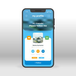 blue profile ui ux gui screen for mobile apps vector image