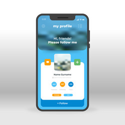 Blue profile ui ux gui screen for mobile apps vector