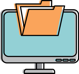 computer display with folder vector image