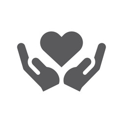 Hands and heart black icon vector