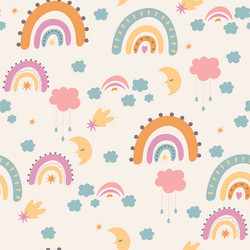 Seamless pattern in boho style with rainbows vector