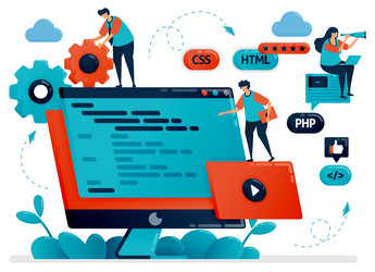 designing program web apps on monitor screen vector image
