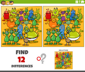 differences game with funny aliens characters vector image