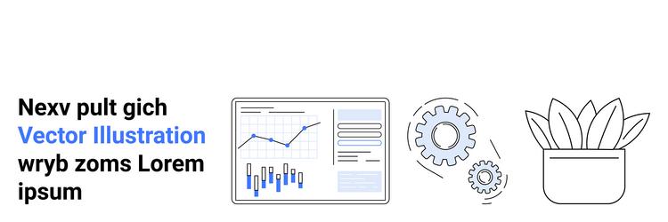 productivity dashboard with data analytics gears vector image